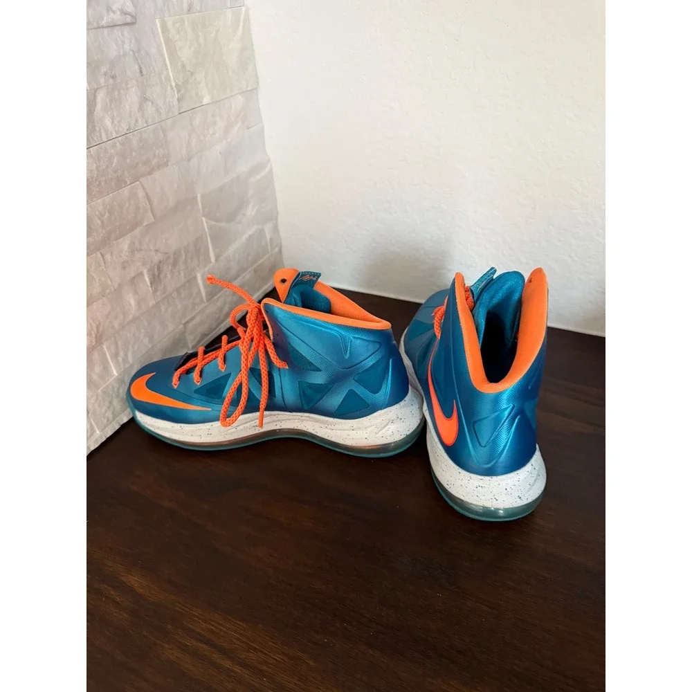 Nike LeBron 10 GS Windchill Blue Diamond Orange Kids Size 6Y